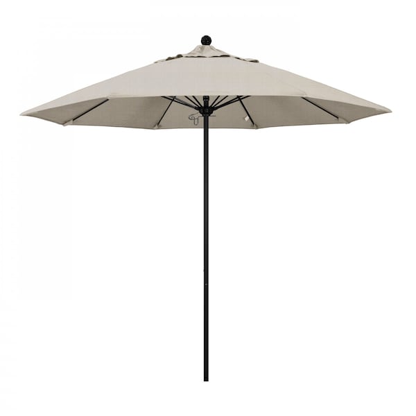California Umbrella 9' Black Aluminum Market Patio Umbrella, Olefin Woven Granite 194061335710 - main
